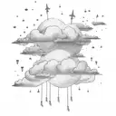clouds wirh three lightnings tattoo design idea