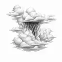 clouds wirh three lightnings tattoo design idea