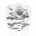 clouds wirh three lightnings tattoo design idea