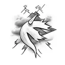 clouds with three lightning bolts tattoo design idea