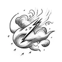 clouds with three lightning bolts tattoo design idea