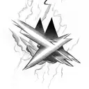 clouds with three lightning bolts tattoo design idea