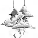 clouds with three lightning bolts tattoo design idea