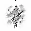 clouds with three lightning bolts tattoo design idea