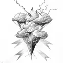 clouds with three lightning bolts tattoo design idea