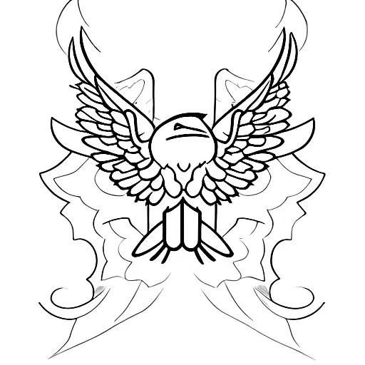 raven with open wings tattoo design idea