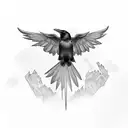 raven with open wings tattoo design idea