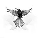 raven with open wings tattoo design idea