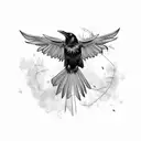 raven with open wings tattoo design idea