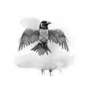 raven with open wings tattoo design idea