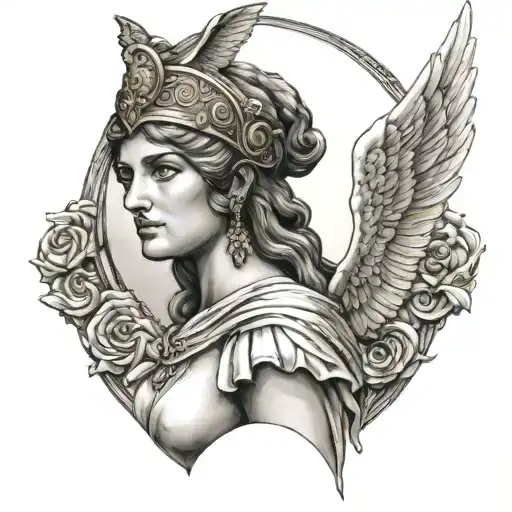 Greek goddess Athena Nude tattoo design idea