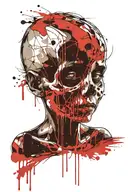 crying child tears turn into a skull childhood truama tattoo design idea