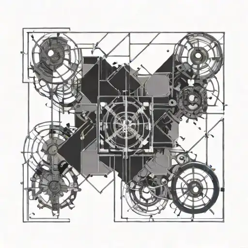 Industrial blueprint tattoo design idea