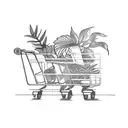 small shopping cart with plants in it tattoo design idea