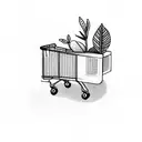 small shopping cart with plants in it tattoo design idea