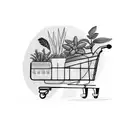 small shopping cart with plants in it tattoo design idea