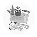 small shopping cart with plants in it tattoo design idea