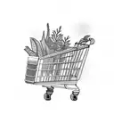 small shopping cart with plants in it tattoo design idea
