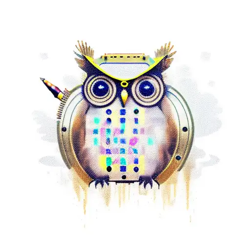 landing steampunk owl tattoo design idea