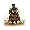 steampunk owl tattoo design idea