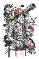 luffy pirate dj with retro microphone  tattoo design idea