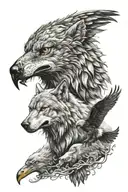 Wolf and Eagle design tattoo design idea