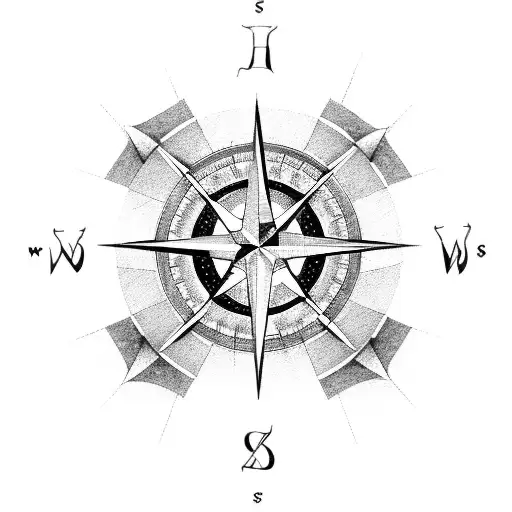 A compass rose with currency symbols instead of directions, surrounded by a border of intricate financial patterns tattoo design idea