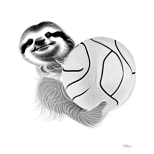 sloth spinning basketball tattoo design idea