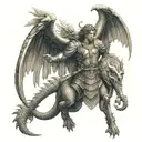 saint Micheal The Archangel Michael fighting dragon tattoo design idea