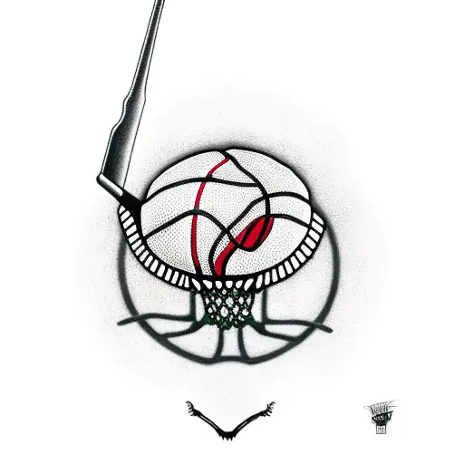 grim reaper dunking a basketball infront of a bunch of camera flashes tattoo design idea