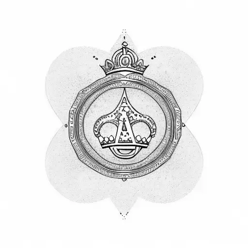 D alphabet with crown tattoo design idea