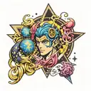 jojo's bizarre adventure star galaxy tattoo design idea