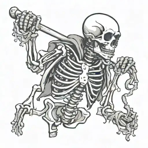 skeleton holding bag of bones tattoo design idea