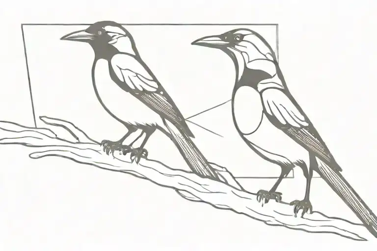 2 magpies facing each tattoo design idea