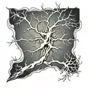 single neuron from neck to right foot tattoo design idea