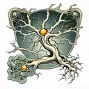 single neuron from neck to right foot tattoo design idea