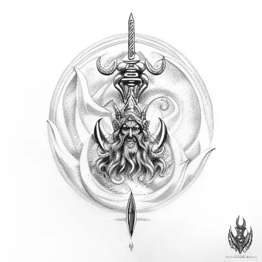 Poseidon with trident  tattoo design idea