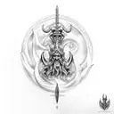 Poseidon with trident  tattoo design idea