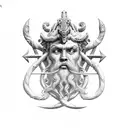 Poseidon with trident  tattoo design idea