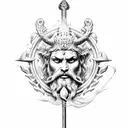 Poseidon with trident  tattoo design idea