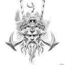 Poseidon with trident  tattoo design idea