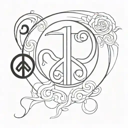 1 peace and 1 aum symbol in 2 dimentions. foreground should be snakeskin designed. black and white. 2 dimentions. ovaloi tattoo design idea