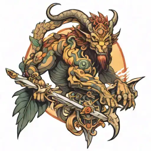 Chimera and spear that kills her tattoo design idea