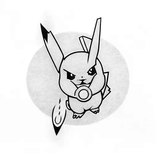 Pokemon in a blackwork style tattoo design idea