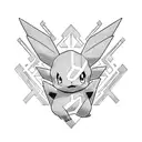 Pokemon in a blackwork style tattoo design idea