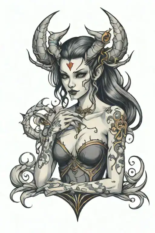 Succubus girl tattoo design idea