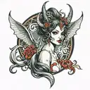 Succubus girl tattoo design idea