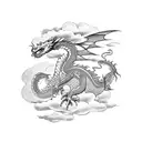 Dragon with japanese clouds tattoo design idea
