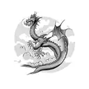 Dragon with japanese clouds tattoo design idea