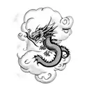Dragon with japanese clouds tattoo design idea